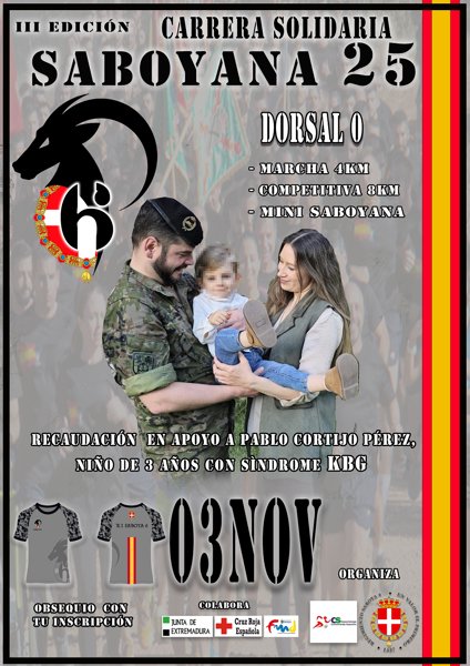 La Saboyana 2025: una carrera solidaria del Regimiento Saboya nº6 en Badajoz contra el síndrome KBG 2 251103 carrera solidaria saboyana 25 cartel
