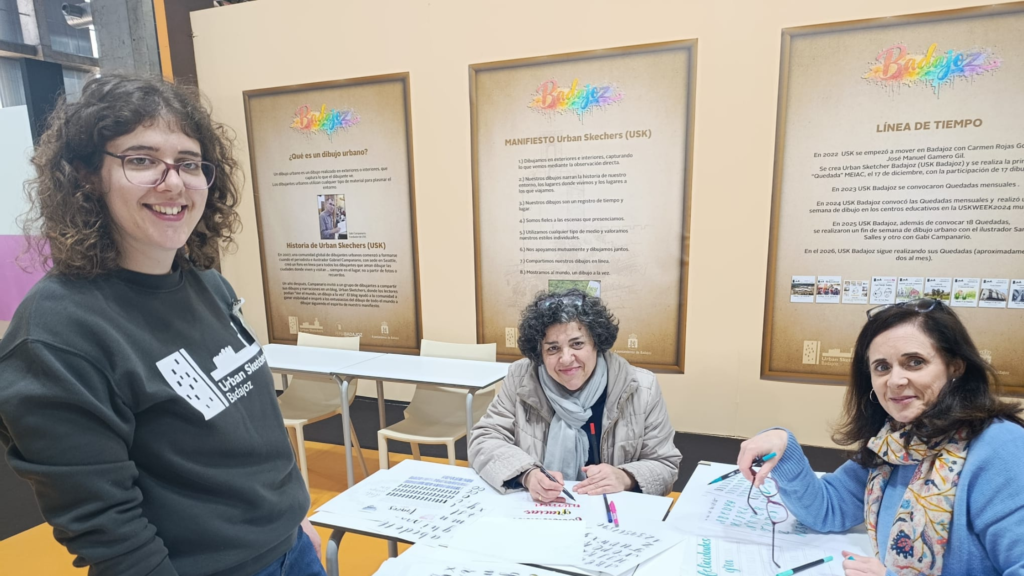 Urban Sketchers Badajoz lleva el arte del lettering a la Feria de Mayores