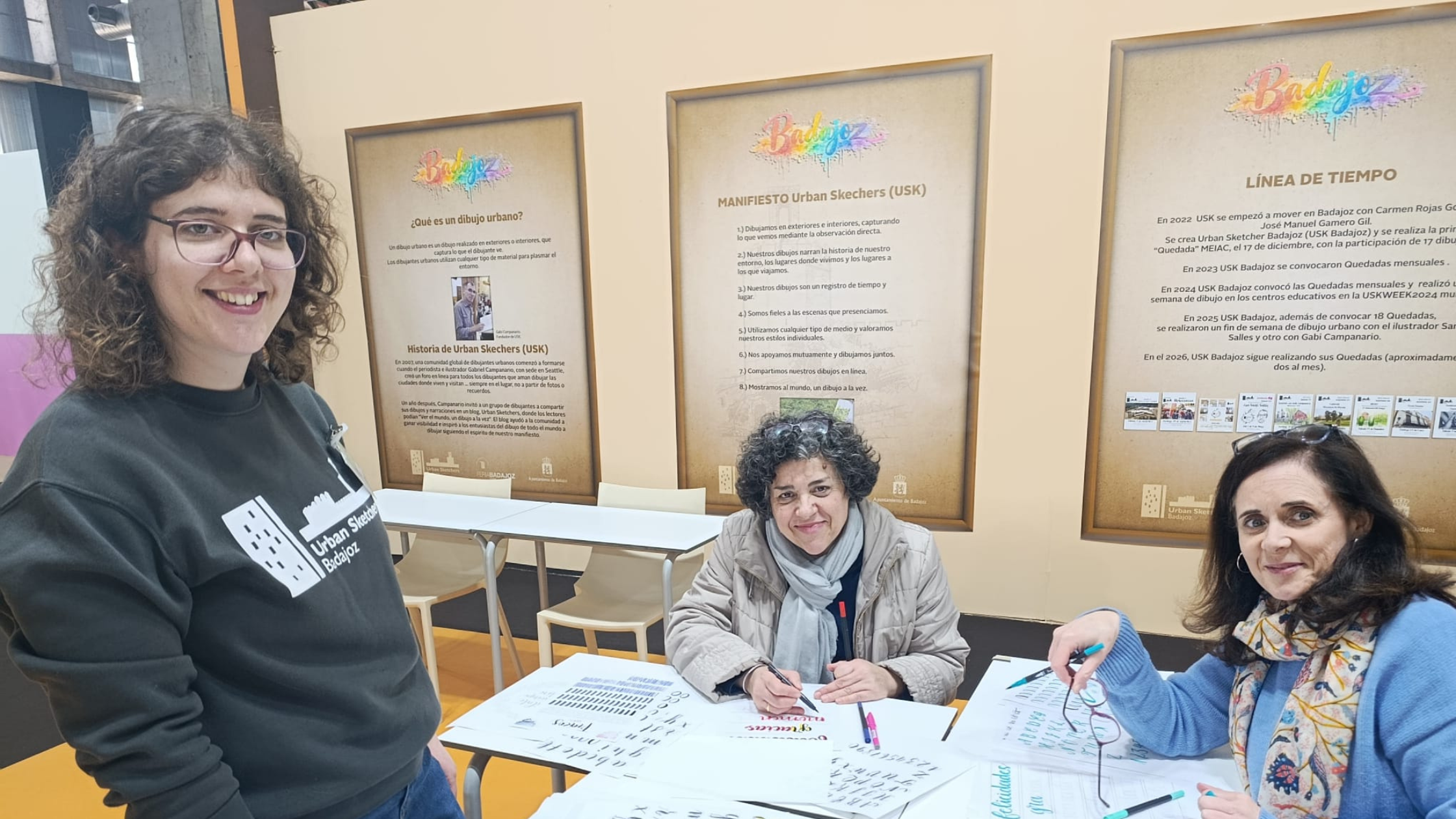 Urban Sketchers Badajoz lleva el arte del lettering a la Feria de Mayores