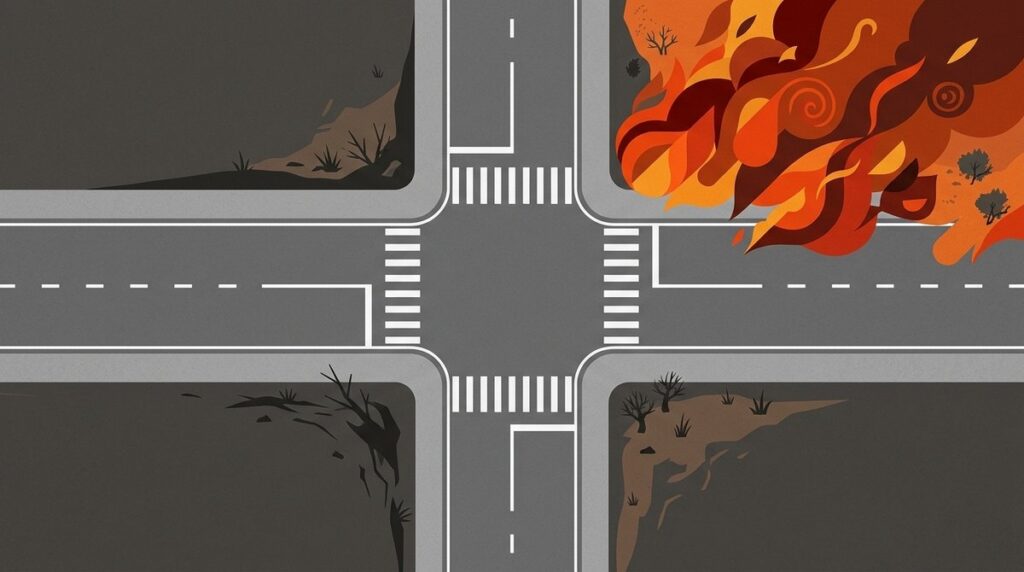 Existe riesgo de corte en la carretera
