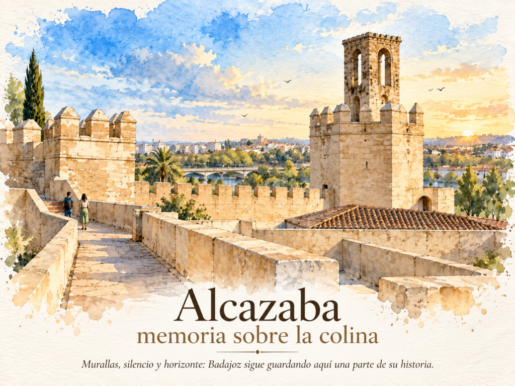 Alcazaba, memoria sobre la colina 1 Alcazaba de Badajoz al atardecer
